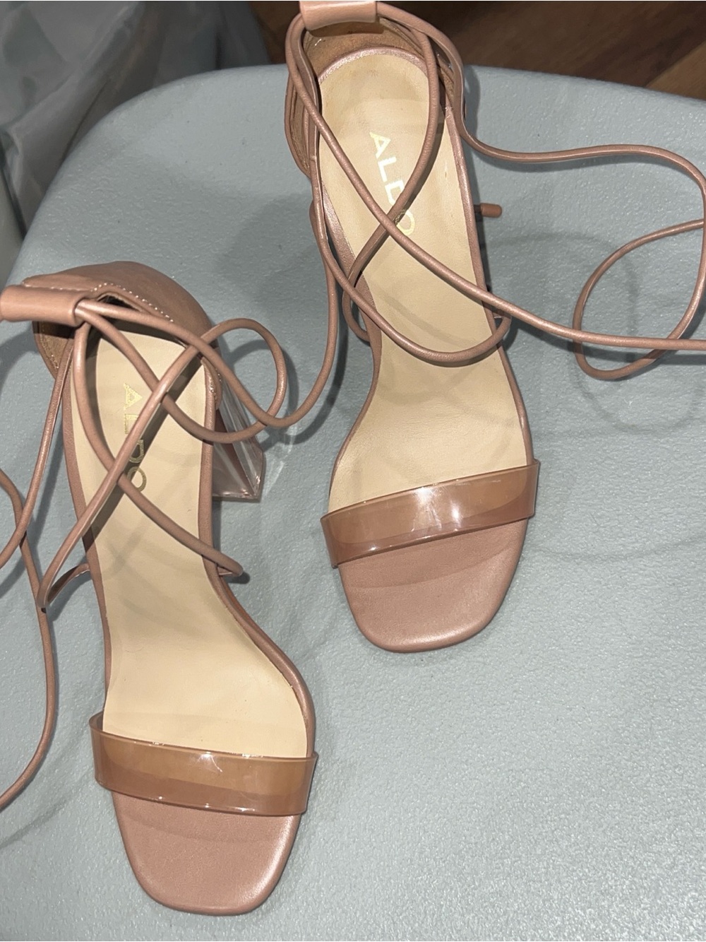 ALDO Blush Nude Lace-Up Block Heel Sandals